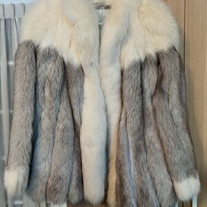 Saga Furs Women's Cream and Gray Teddy Jacket